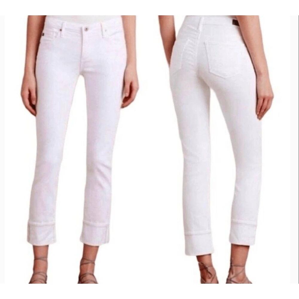 AG Adriano Goldshmied the Stevie Cuff White Low Rise Jeans size 29